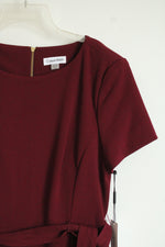 NEW Calvin Klein Wine Knee Length Ruffled Dress | 12