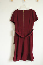 NEW Calvin Klein Wine Knee Length Ruffled Dress | 12