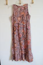 Madewell Pink & Burgundy Floral Cotton Blend Dress | 8