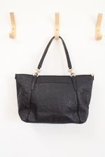 Coach Signature Embossed Leather Ava Black Tote Bag