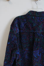 Urban Outfitters Blue Green & Pink Paisley Corduroy Button Down Shirt | L