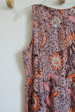 Madewell Pink & Burgundy Floral Cotton Blend Dress | 8