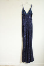 Blue Sequin Long Strapless Maxi Dress | S