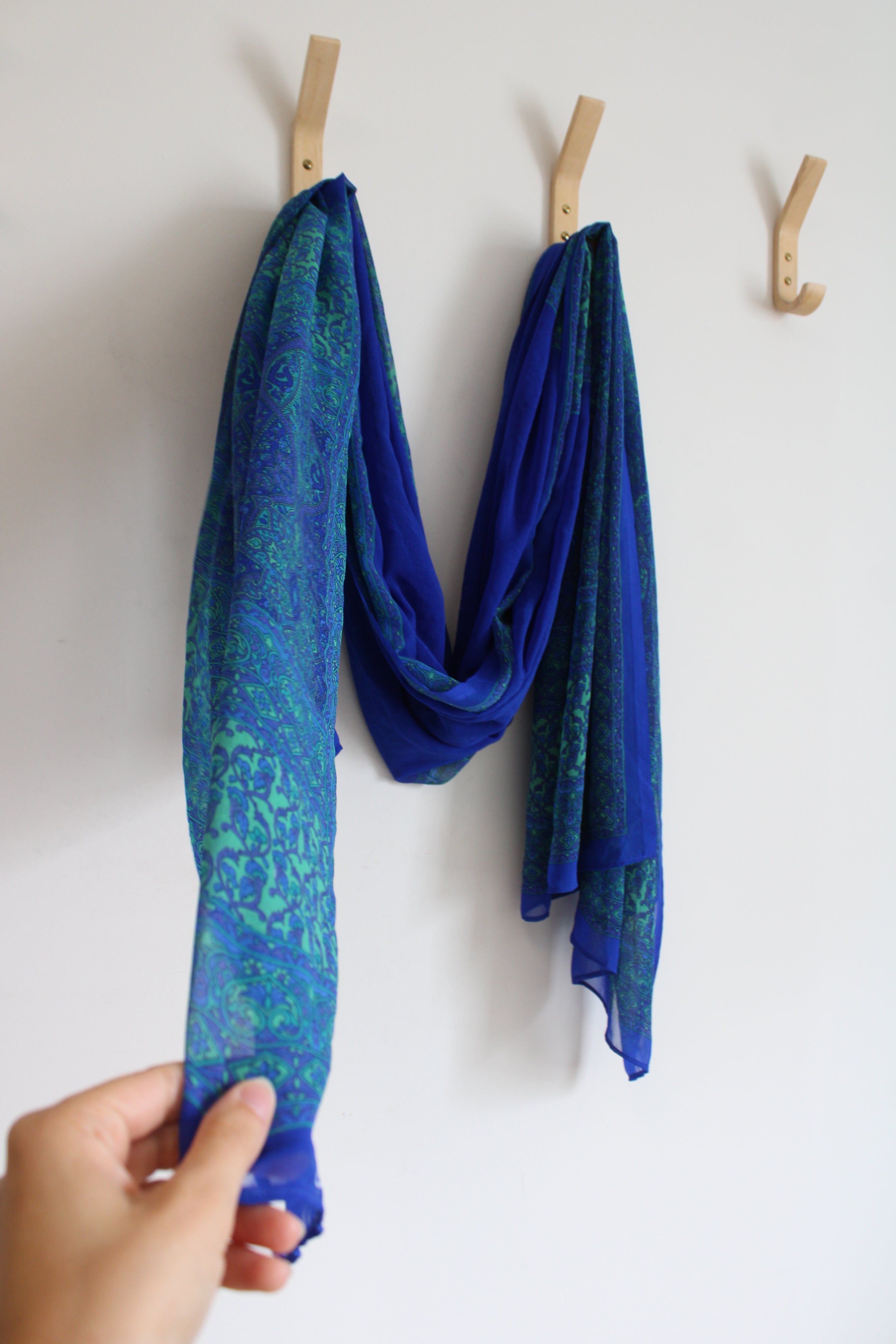 Vaishah Blue Green Chiffon Scarf