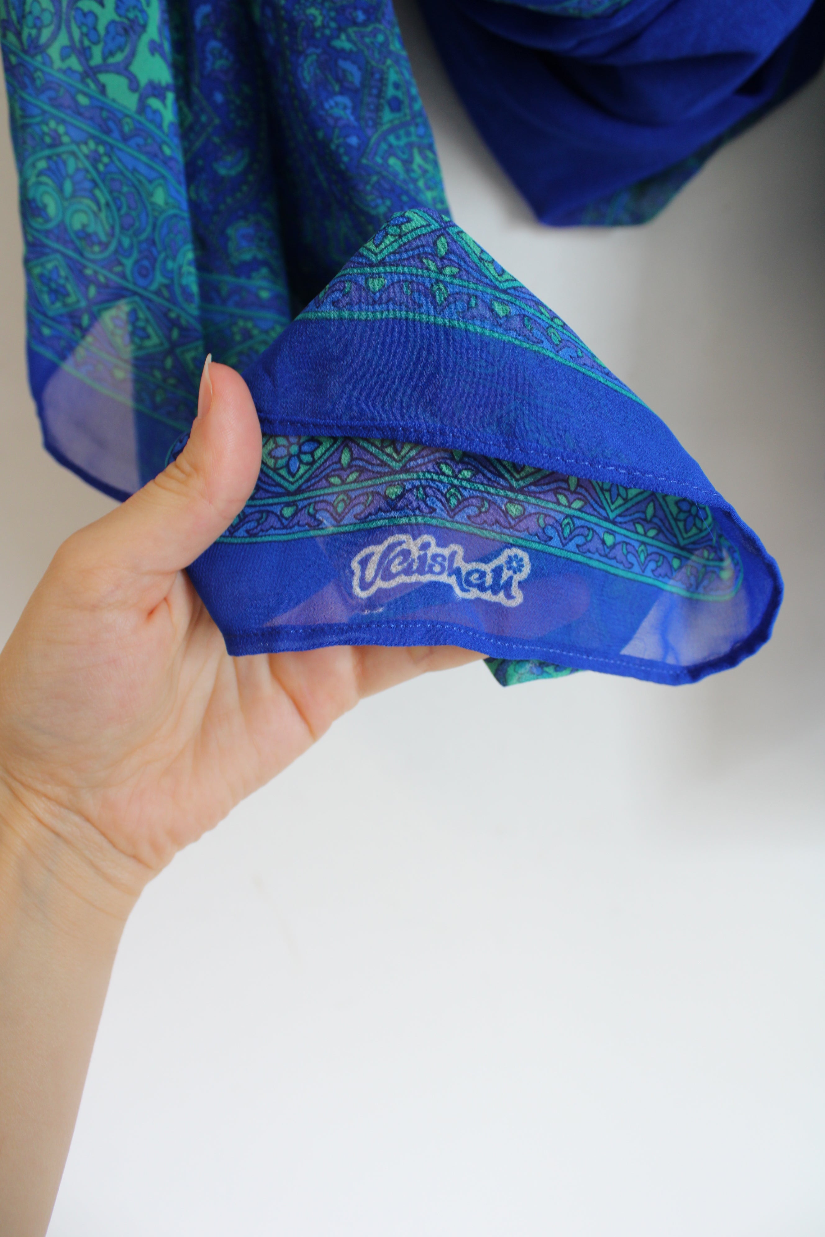 Vaishah Blue Green Chiffon Scarf