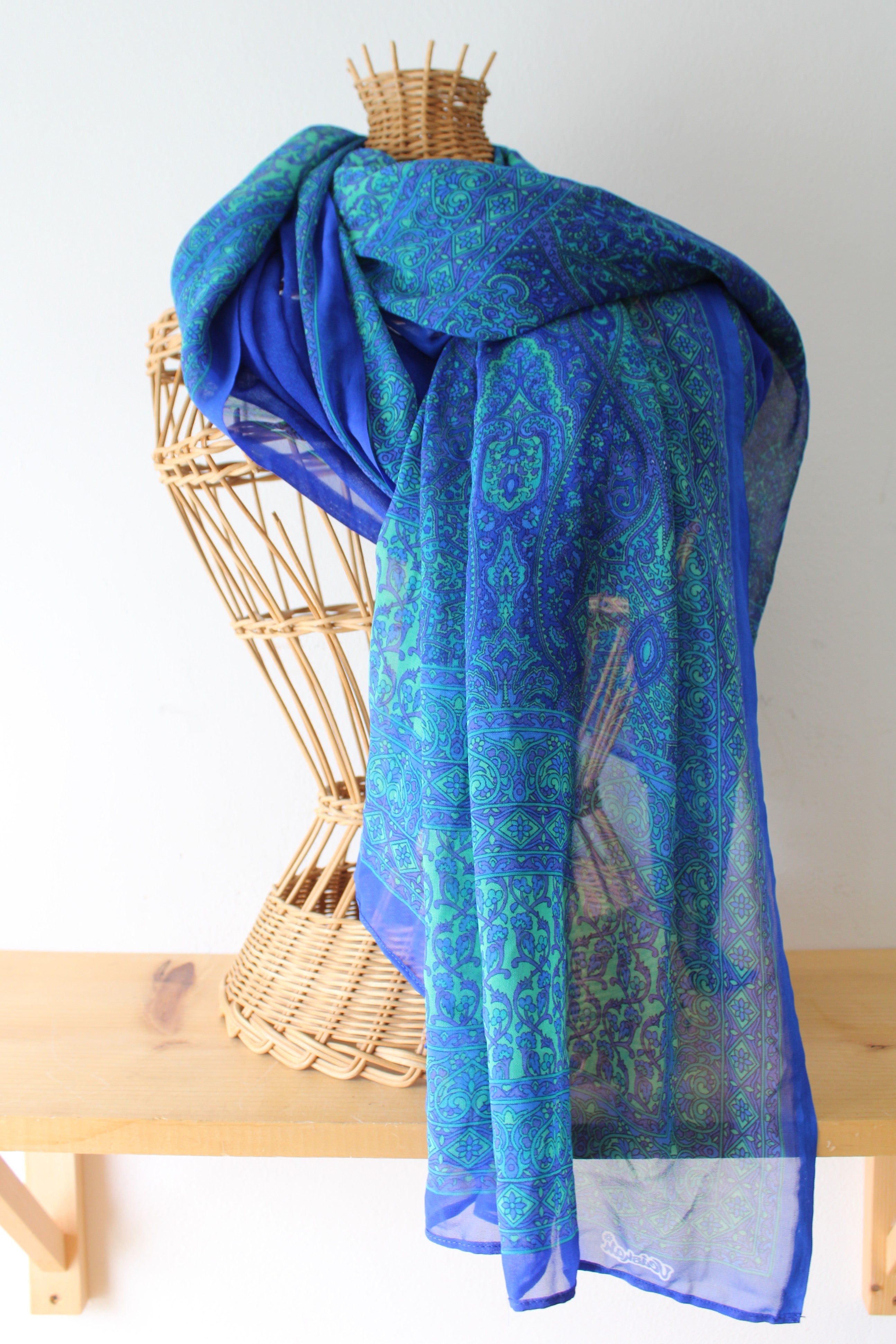 Vaishah Blue Green Chiffon Scarf