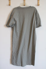 Zara Muted Sage Cotton Oversized T-Shirt Dress | S