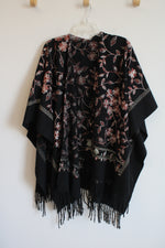 Black Embroidered Poncho | One Size