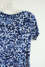 Roz & Ali Blue and White Floral Cinched Dress | S