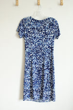 Roz & Ali Blue and White Floral Cinched Dress | S