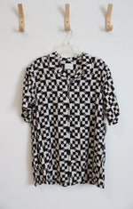 Pacsun Black & Beige Patterned Button Down Shirt | L