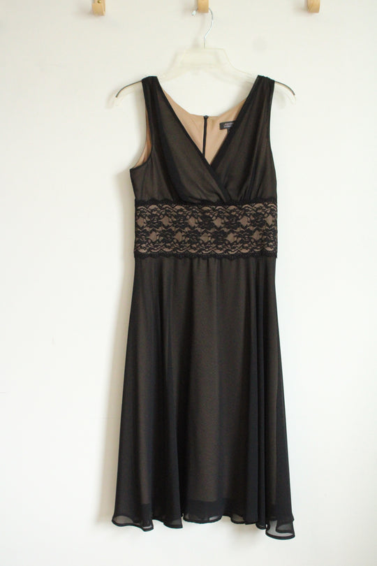 Dressbarn Collection Black Overlay Formal Floral Lace Dress | 8