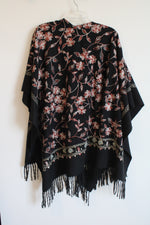 Black Embroidered Poncho | One Size