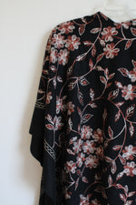 Black Embroidered Poncho | One Size