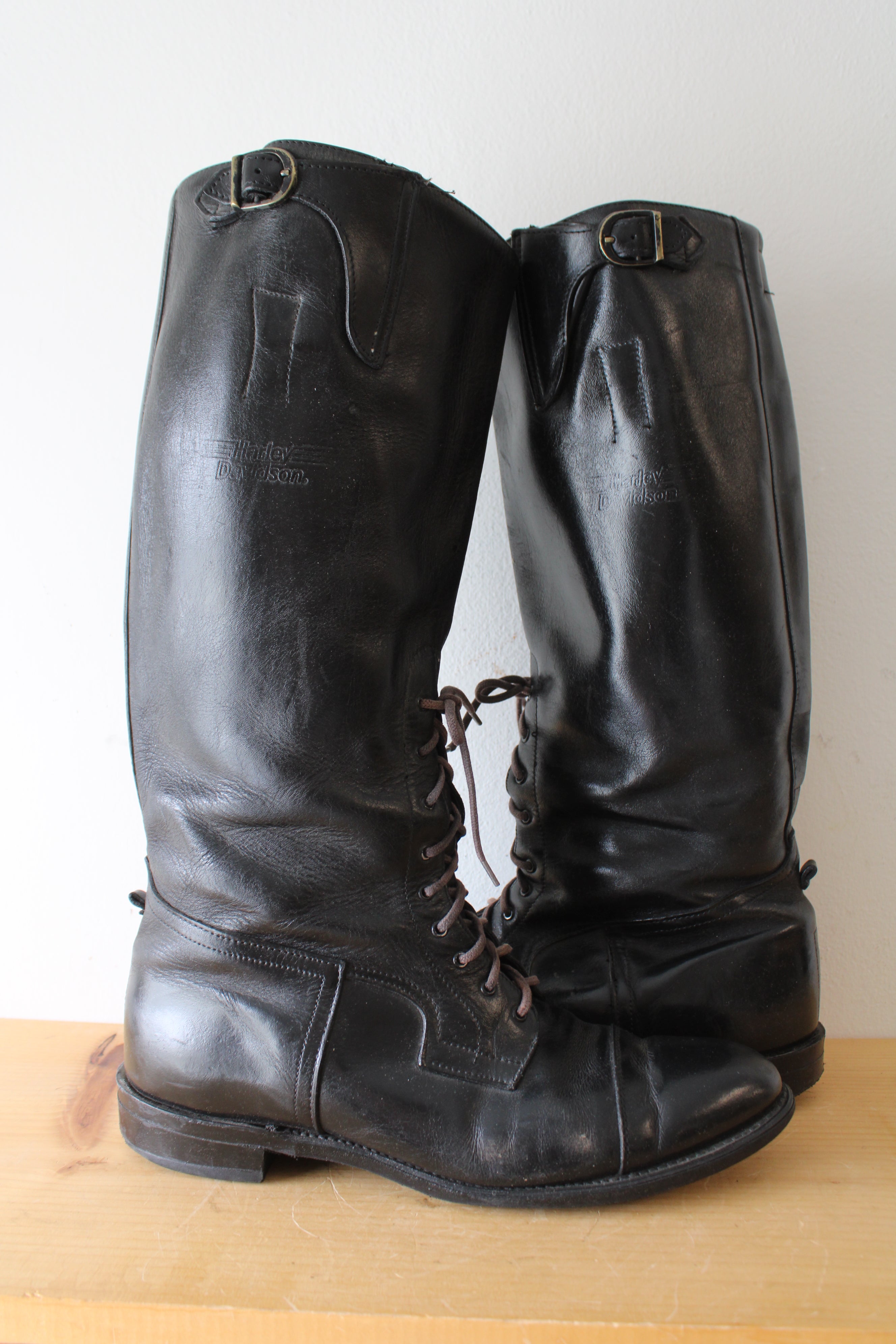 Harley-Davidson Leather Tall Lace Up 514 Black Boots | Size 12D