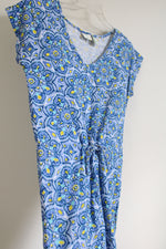 Caribbean Joe Blue & Yellow Patterned Dress | M