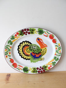 Vintage Enamelware Turkey Large Platter