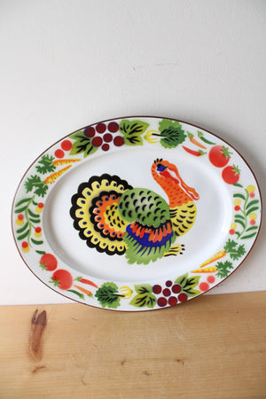 Vintage Enamelware Turkey Large Platter