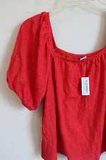 NEW Old Navy Red Puff Sleeve Tee | M
