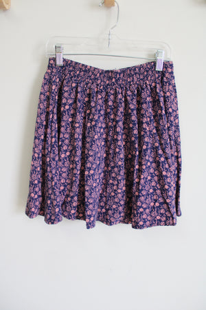 Charlotte Russe Blue Pink Floral Skirt | M