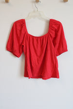 NEW Old Navy Red Puff Sleeve Tee | M