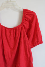 NEW Old Navy Red Puff Sleeve Tee | M