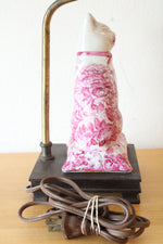 Porcelain Cat Pink & White Chinoiserie Vintage Lamp