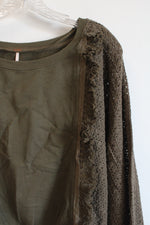 Free People Olive Green Fringe Sweatshirt | S