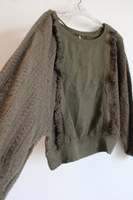 Free People Olive Green Fringe Sweatshirt | S
