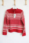 NEW Old Navy Red White Knit Sequined Sweater | 14