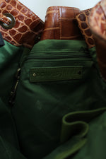 Donald J. Pliner Brown Faux Alligator Skin Leather Purse