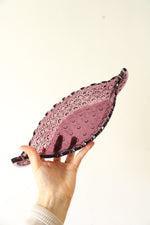 Purple Amathyst Cut Glass Boat Shaped Dish