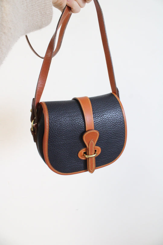Vintage Dooney & Bourke Black & Brown Leather Crossbody Bag