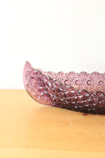 Purple Amathyst Cut Glass Boat Shaped Dish