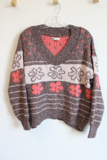 SO Pink Floral Oversized Sweater | M