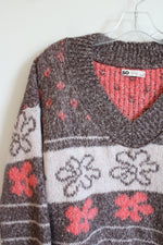 SO Pink Floral Oversized Sweater | M