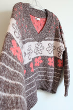 SO Pink Floral Oversized Sweater | M