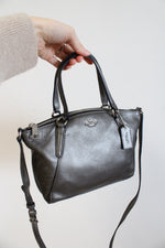 Coach Mini Kelsey Gray Metallic Crossbody Bag
