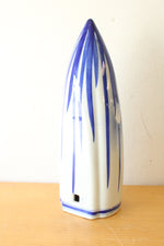 Antique Wall Pocket Conical Blue White Iris Porcelain Vase
