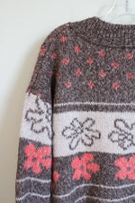 SO Pink Floral Oversized Sweater | M