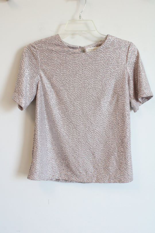 Monteau Los Angeles Pale Pink Silver Shimmer Top | S
