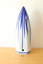 Antique Wall Pocket Conical Blue White Iris Porcelain Vase