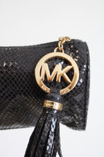 Michael Kors Black Faux Snakeskin Cosmetic Bag