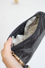 Michael Kors Black Faux Snakeskin Cosmetic Bag