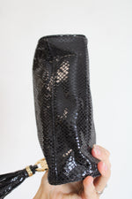 Michael Kors Black Faux Snakeskin Cosmetic Bag
