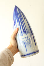 Antique Wall Pocket Conical Blue White Iris Porcelain Vase