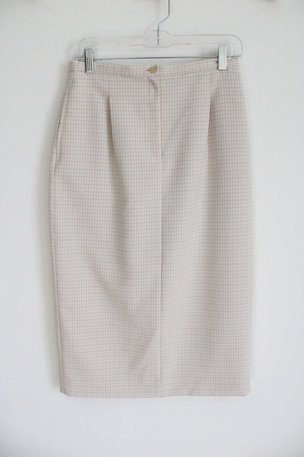 Vintage Petite Sophisticate Cream Plaid Skirt | 10
