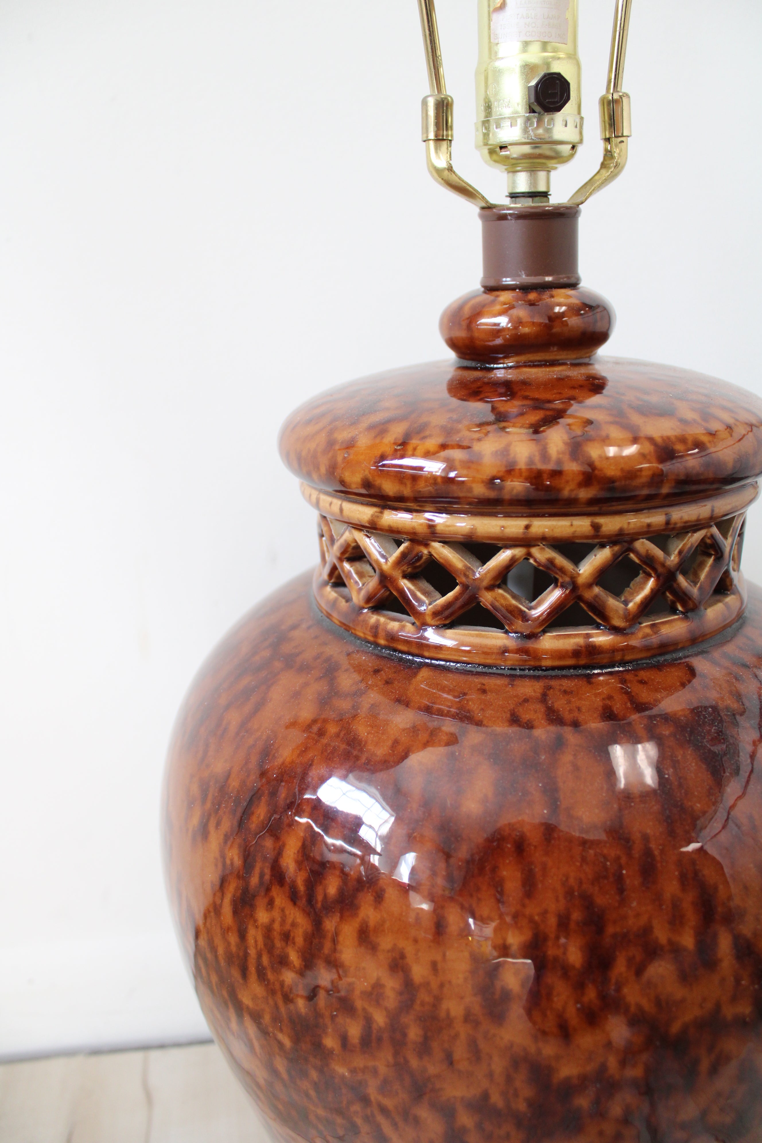 Brown Mid-Century Art Pottery Lamp