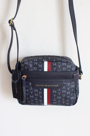 NEW Tommy Hilfiger Blue Monogram Crossbody Bag