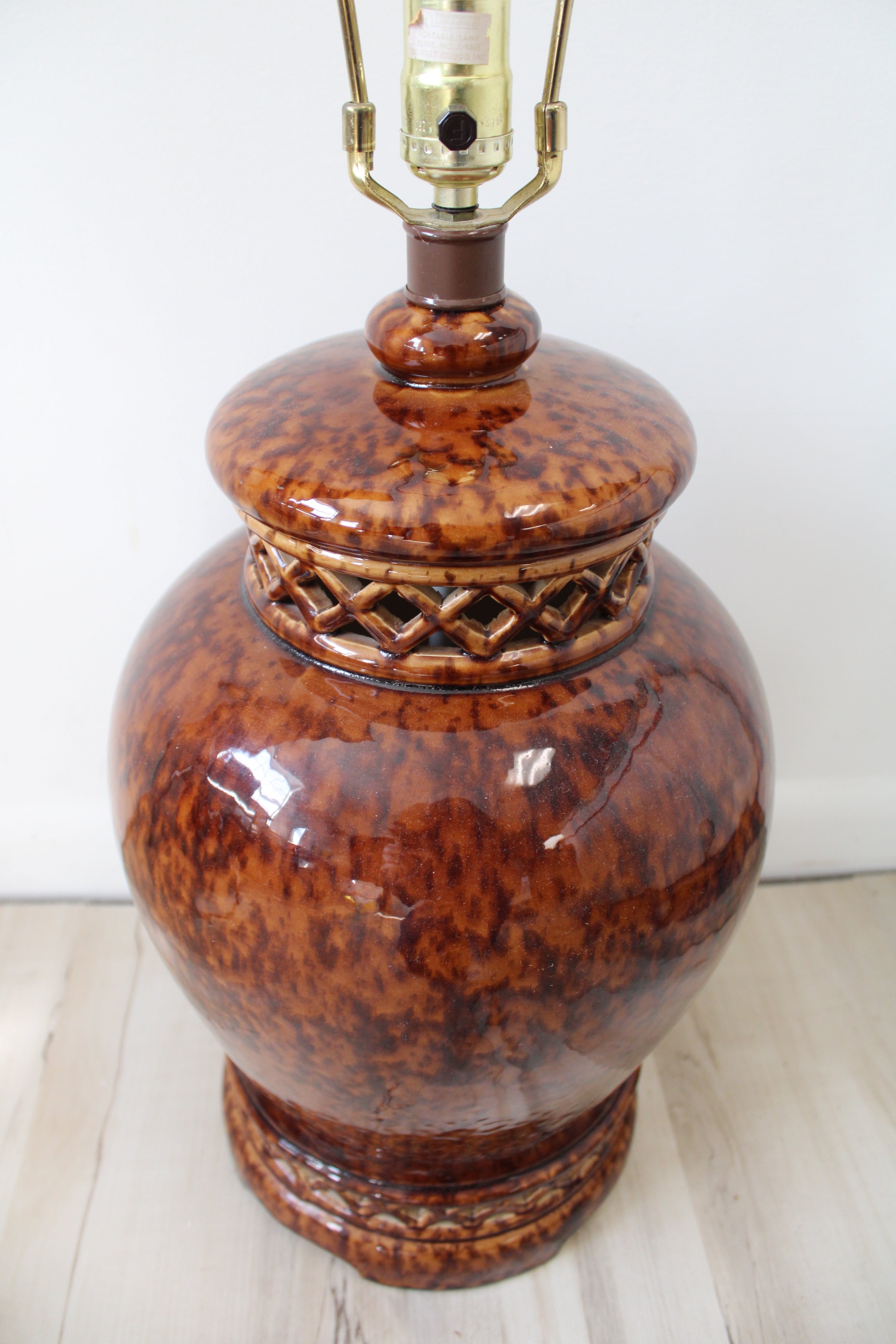 Brown Mid-Century Art Pottery Lamp